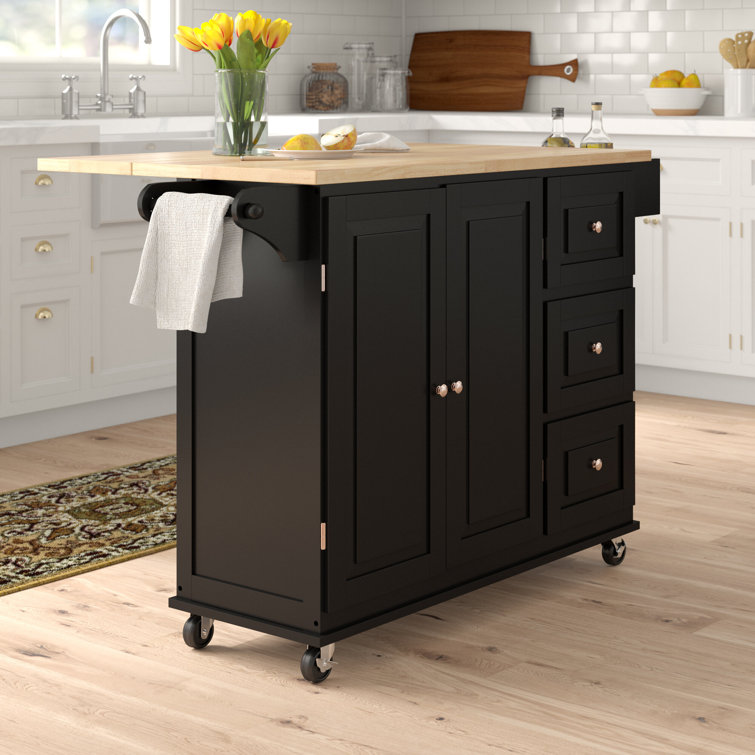 Three Posts™ Hardiman 53.75'' Wide Rolling Kitchen Cart with Solid Wood Top & Reviews Wayfair